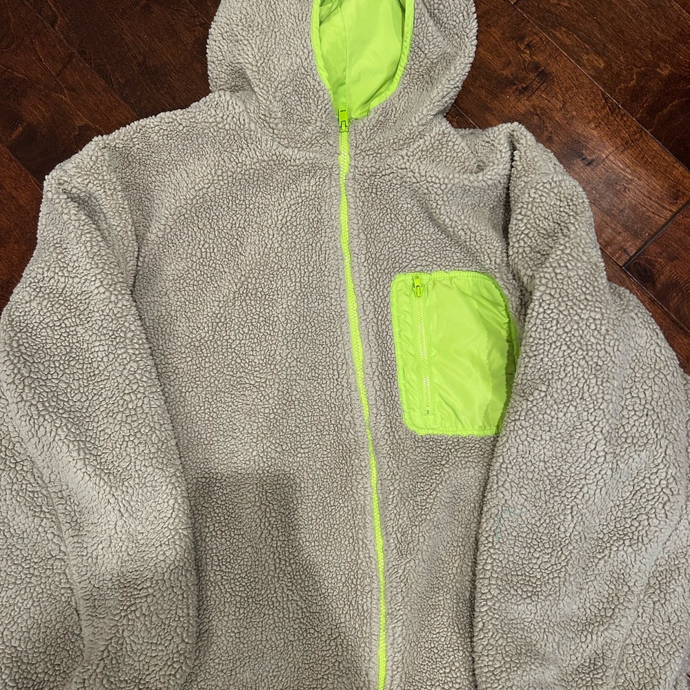 Nordstrom BP Jacket Womens Beige Green Faux Shearling